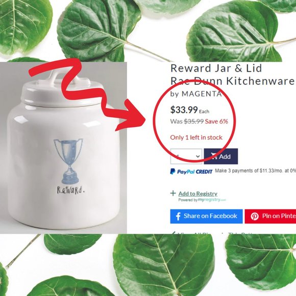 🌼 🏆HP!🏆 Rae Dunn • REWARD JAR • Treat Container - Picture 3 of 9